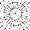 Geometric cyan circle on black background